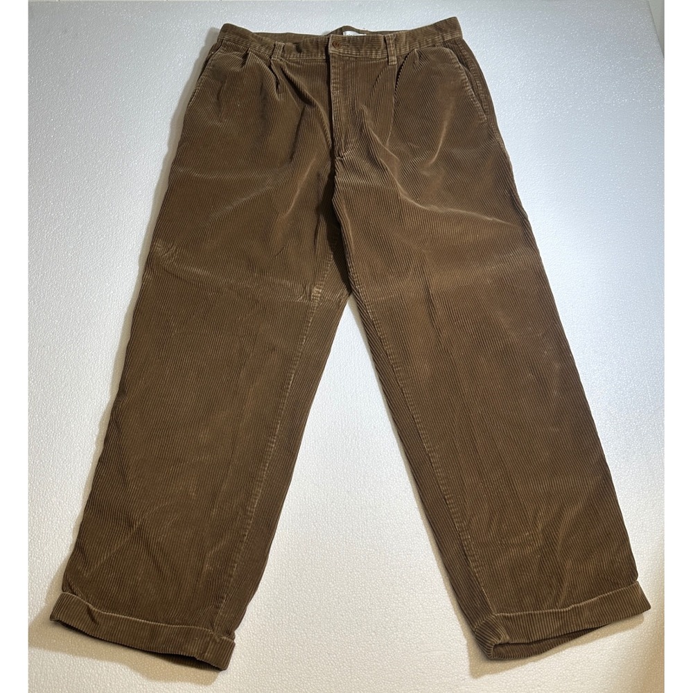 Claiborne Men's Brown Corduroy Pleated Trousers Pants Size‎ 36S
